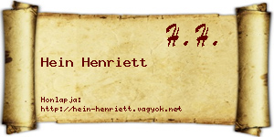 Hein Henriett névjegykártya